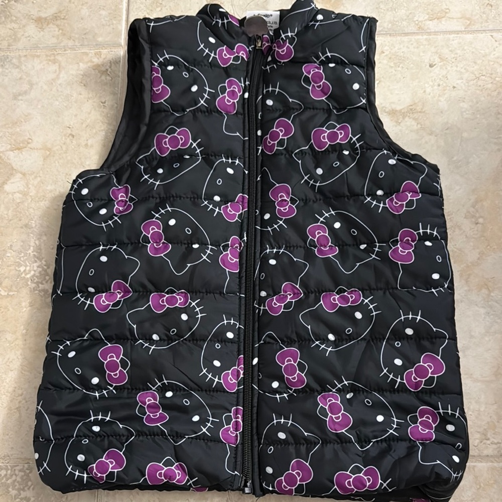 Hello Kitty Black Quilted Vest with Purple Bows
